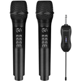 Kithouse Wireless Microphone Rechargeable Dual Microphones Karaoke Cordless Mic + Volume Control + Echo with Receiver