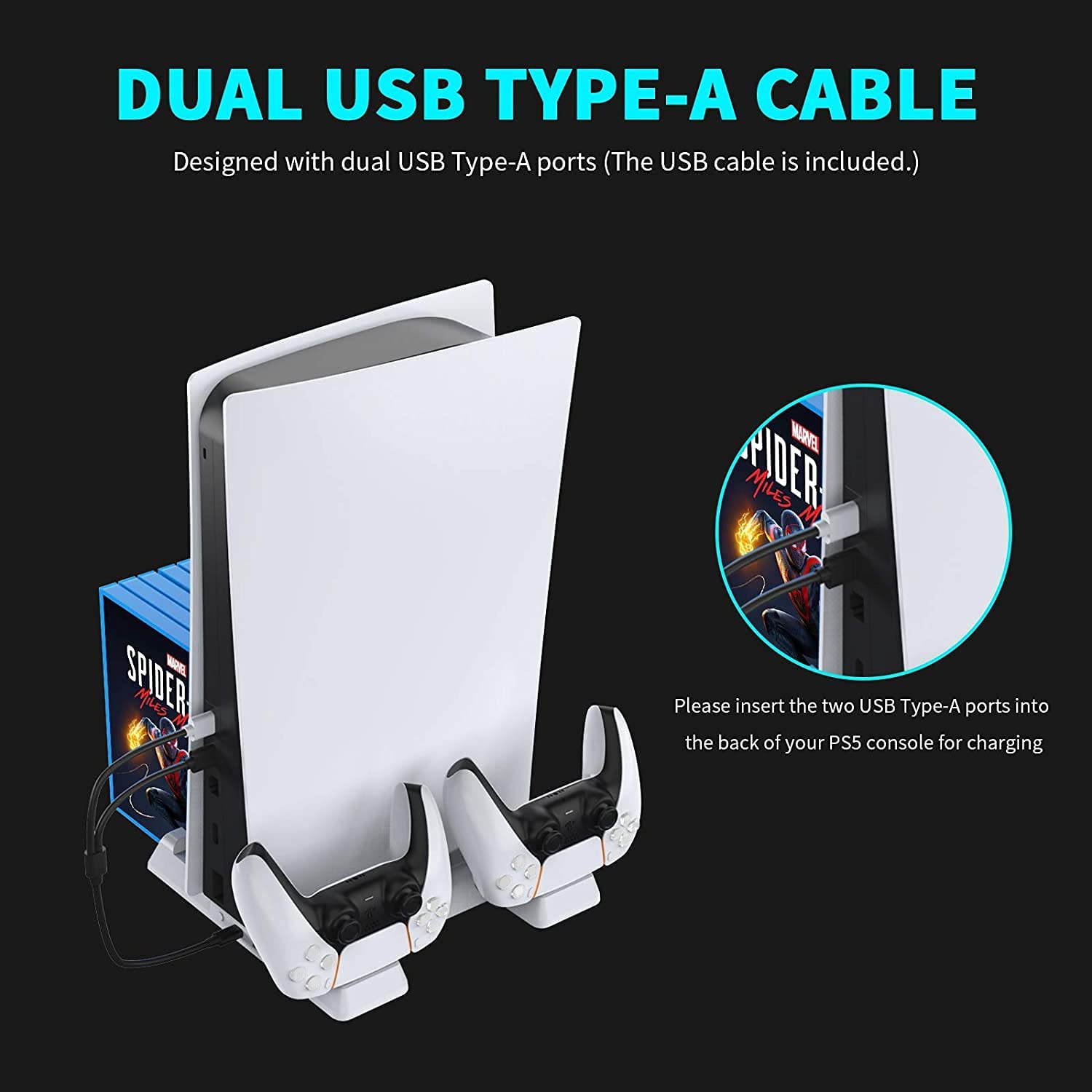 NexiGo Cooling Fans Vertical Stand for PS5 - White