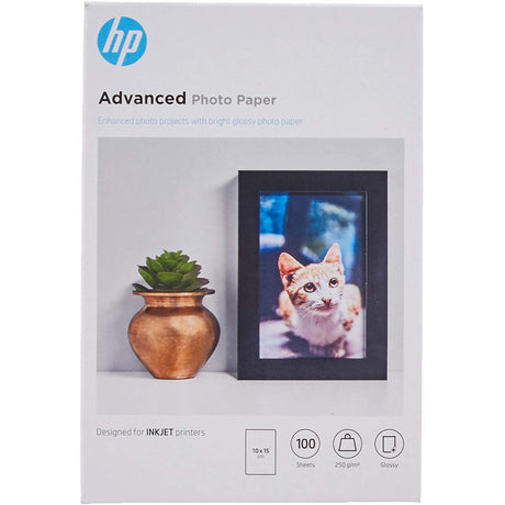 HP Advanced Photo Paper, 100 Sheets, 10x15cm, Glossy, 250g/m2 - White