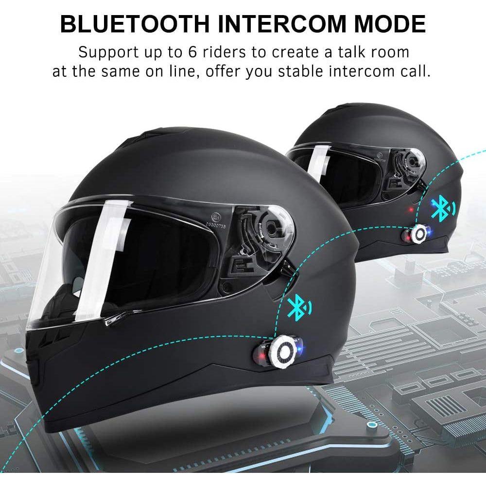FreedConn BM22 Motorbike Bluetooth Helmet, Dual Visors Full Face Helmet, Black