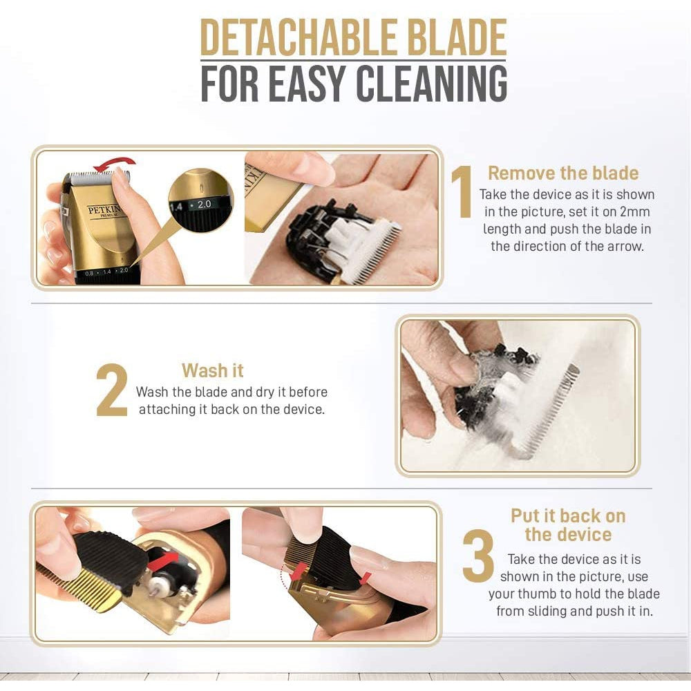PetKing Premium - Dog Grooming Clippers for Pets - Cat Hair Trimmer Kit - Best Cordless Dog Clippers Low Noise