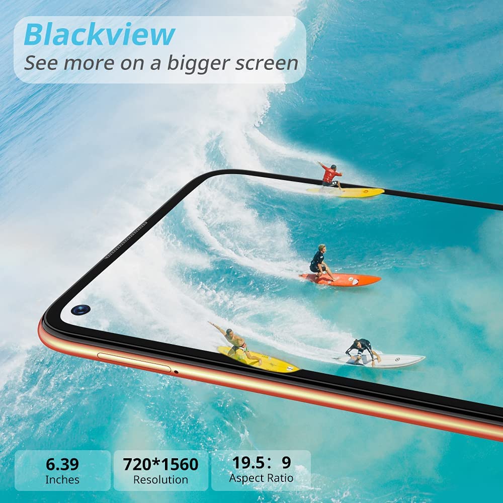 Blackview A90 4G Mobile Phone 4GB Ram 64GB Octa-Core Dual SIM Phone Unlocked, Orange