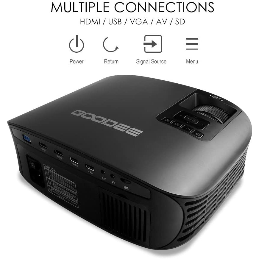 GooDee 6800L HD Video Projector, Black