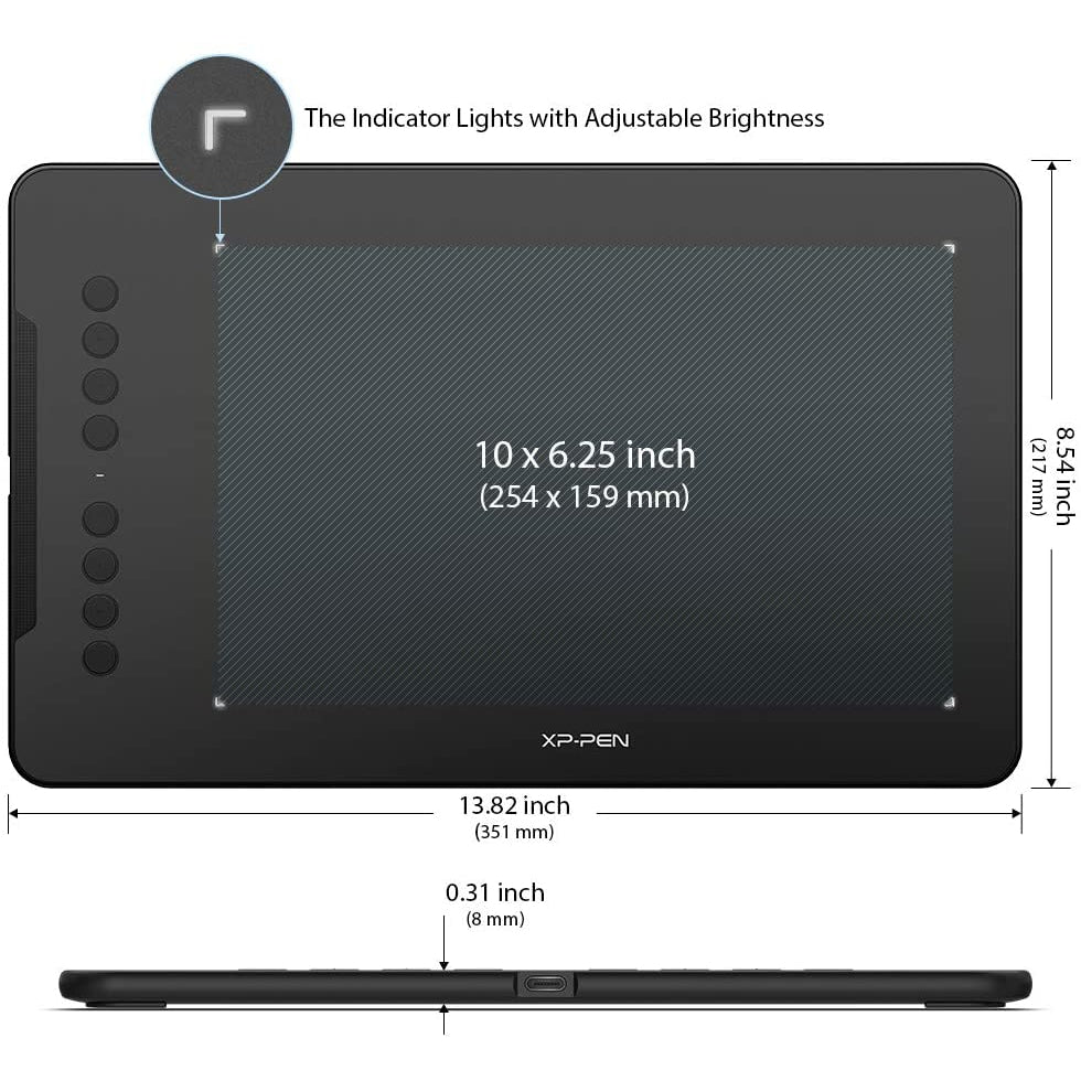 XP-Pen Graphics Tablet Deco 01 V2 10x6.25 Inch with 8 Shortcut Keys, Black