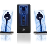 GOgroove BassPULSE 2.1 LED Satellite Stereo PC Computer Gaming Speakers with Glow Lights, Bass Controls