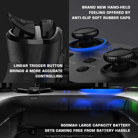 GameSir T4 Pro Wireless Bluetooth Controller for Nintendo Switch, Switch Pro Controller with LED Backlight, Turbo Gamepad Joystick with Dual Motor