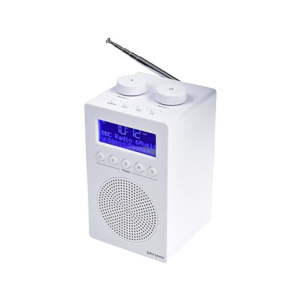 John Lewis & Partners Spectrum Solo Portable DAB+/FM Digital Radio, White - Refurbished Pristine