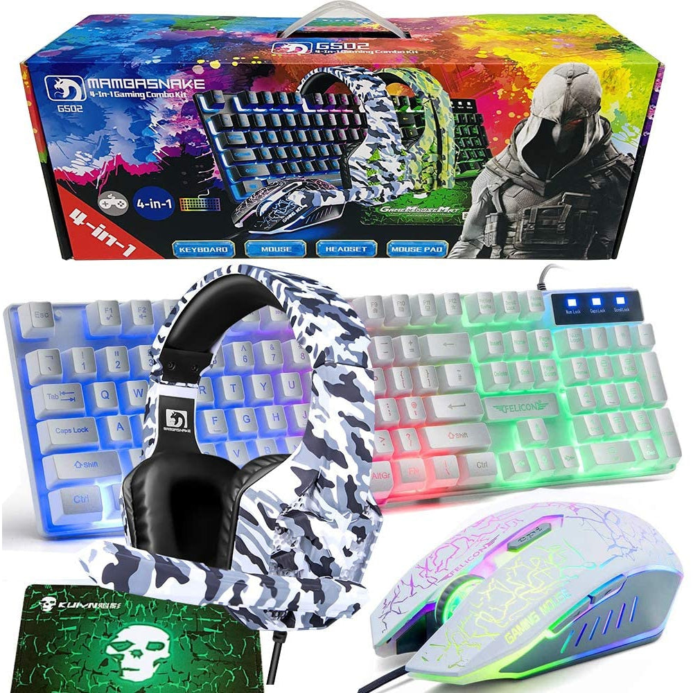 Felicon 4-in-1 Gaming Keyboard, Mouse, Mouse Pad and Headset Set