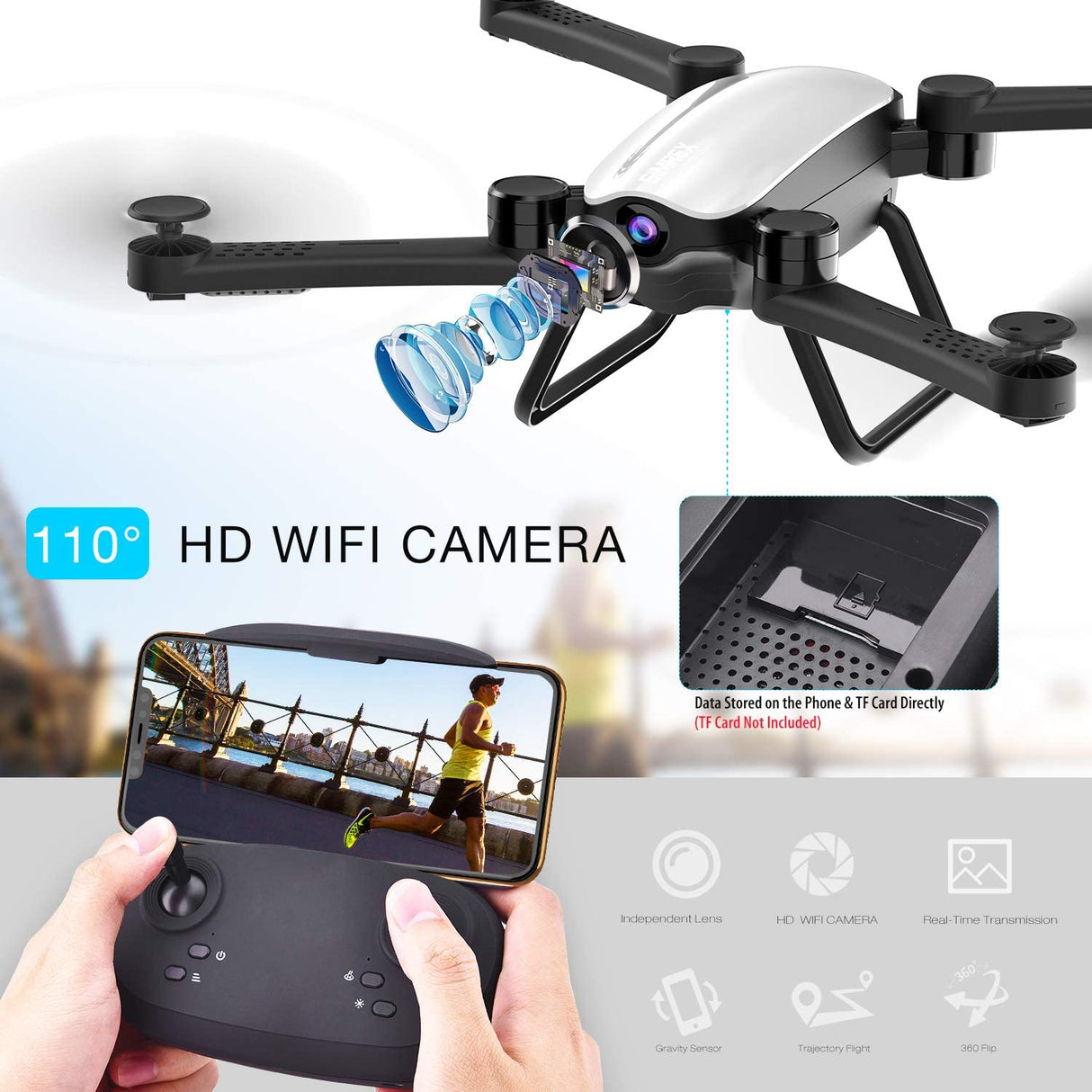 Simrex X900 Drone Optical Flow Positioning RC Quadcopter with 1080P HD Camera