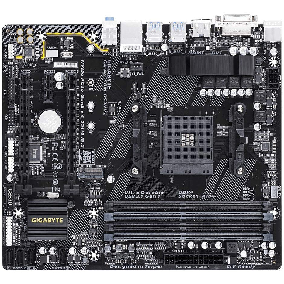 Gigabyte GA-AB350M-DS3H V2 (rev. 1.1) Socket AM4 AMD B350 Micro ATX - Motherboard