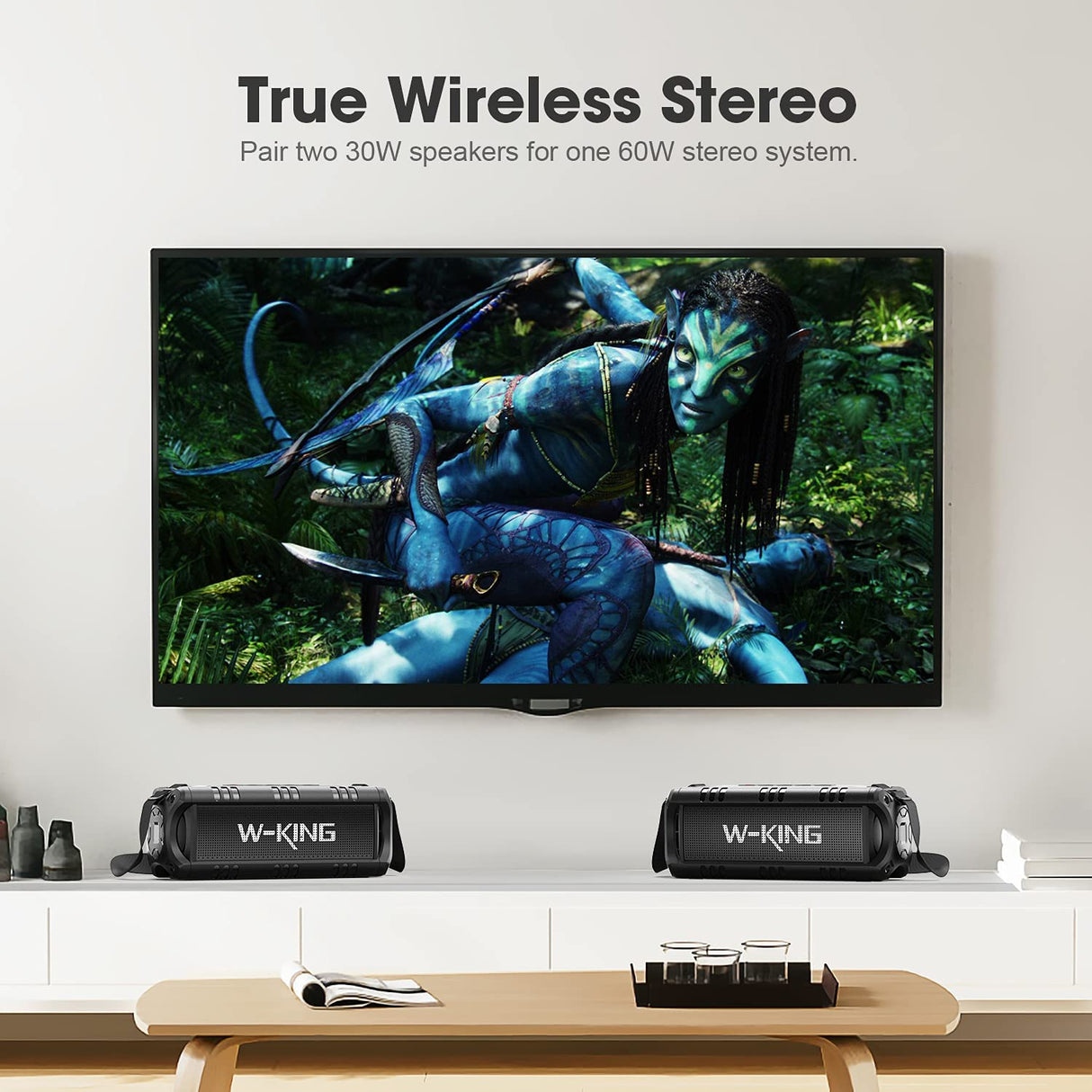 W-King 30W Portable Wireless Speakers Waterproof, 24 Hours Playtime, 5000mAh Battery with Punchy Bass