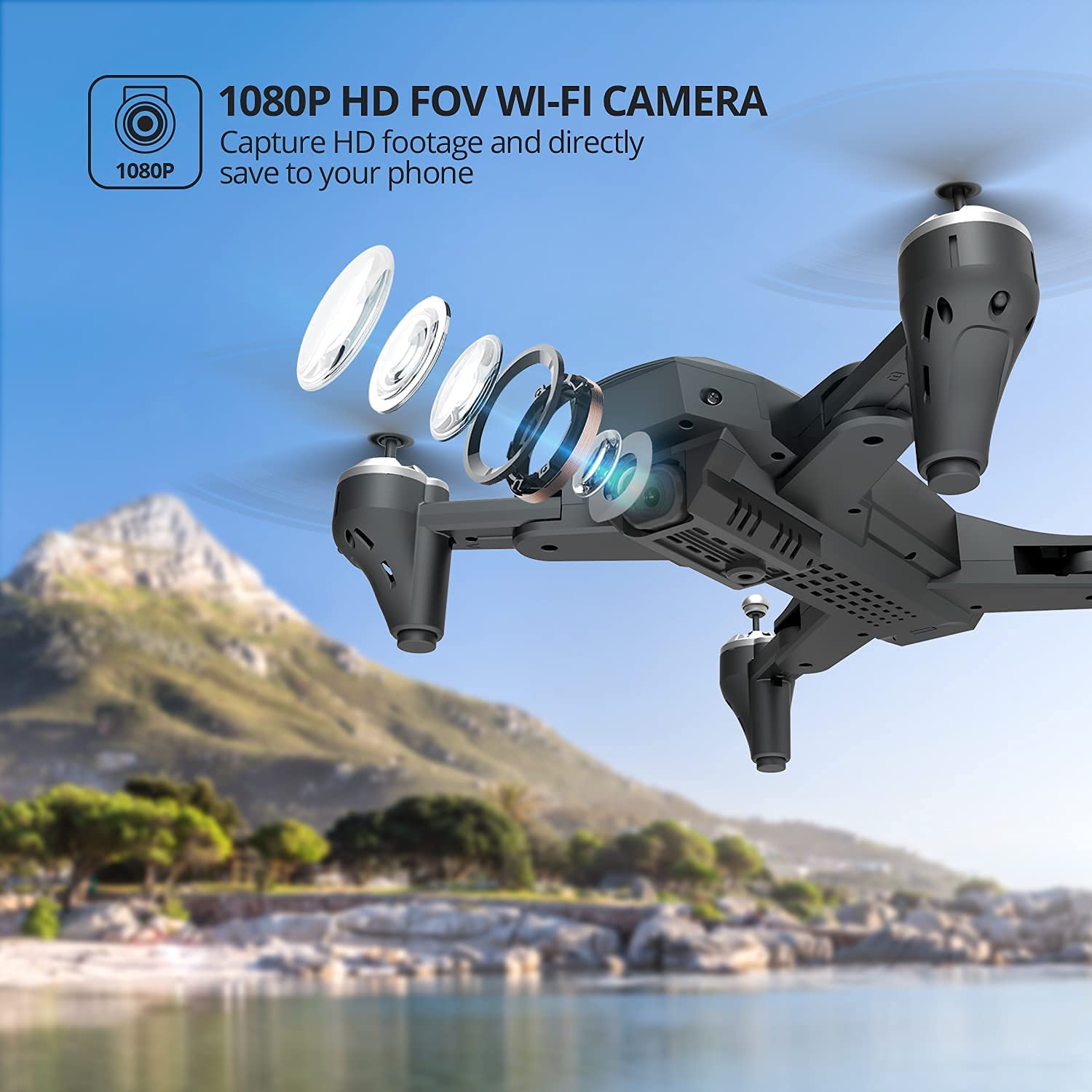 Deerc D10 Foldable Drone with Camera for Adults 1080P HD