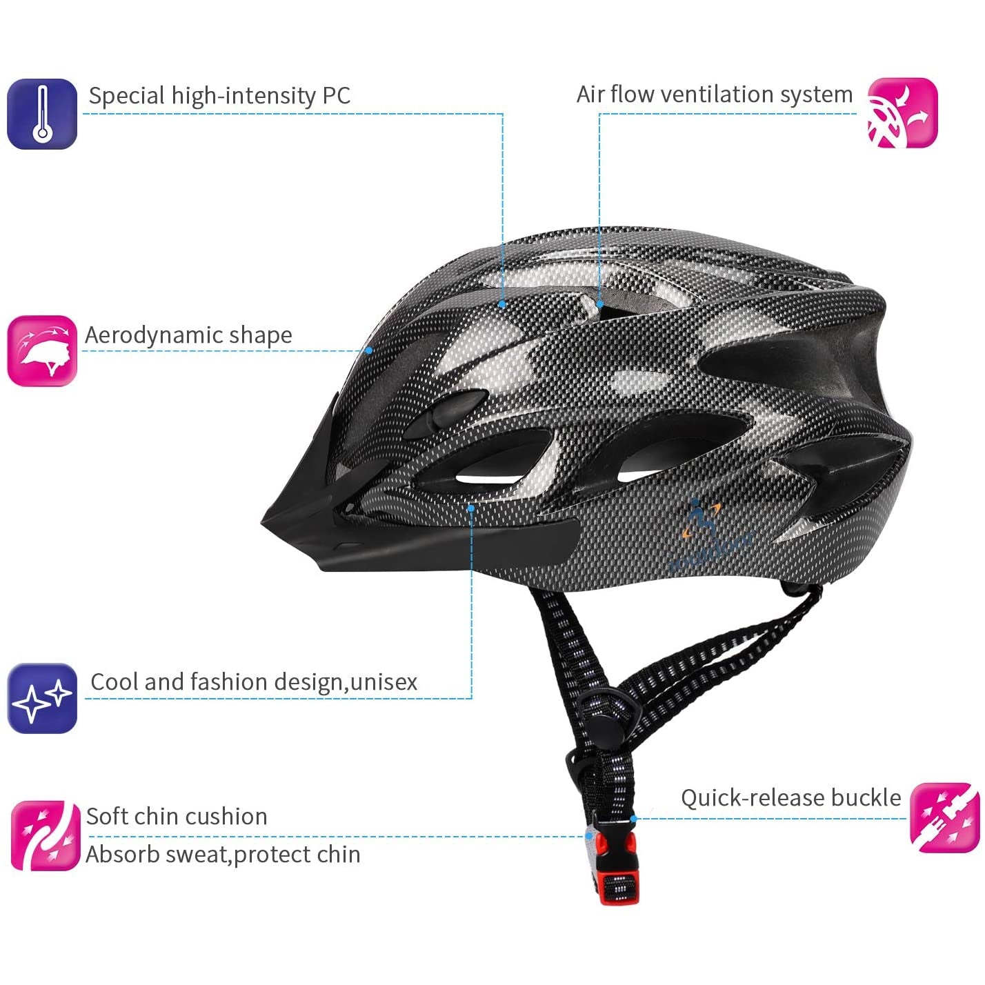 iOutdoor Bike Helmet With Visor, Adjustable Size 56-62CM, Large