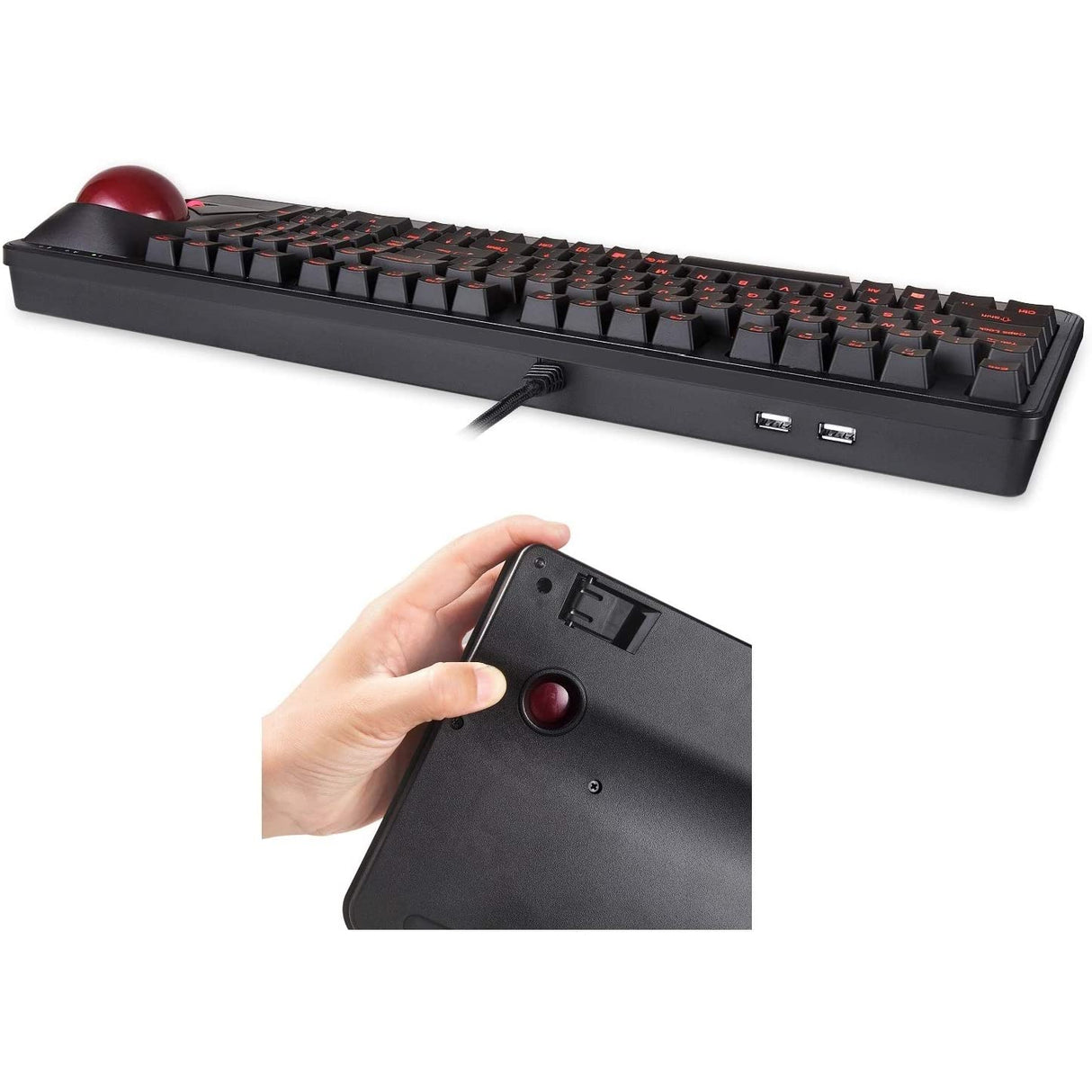 Perixx PERIBOARD-322 Large Trackball Mechanical Keyboard RGB Backlit, US English Layout