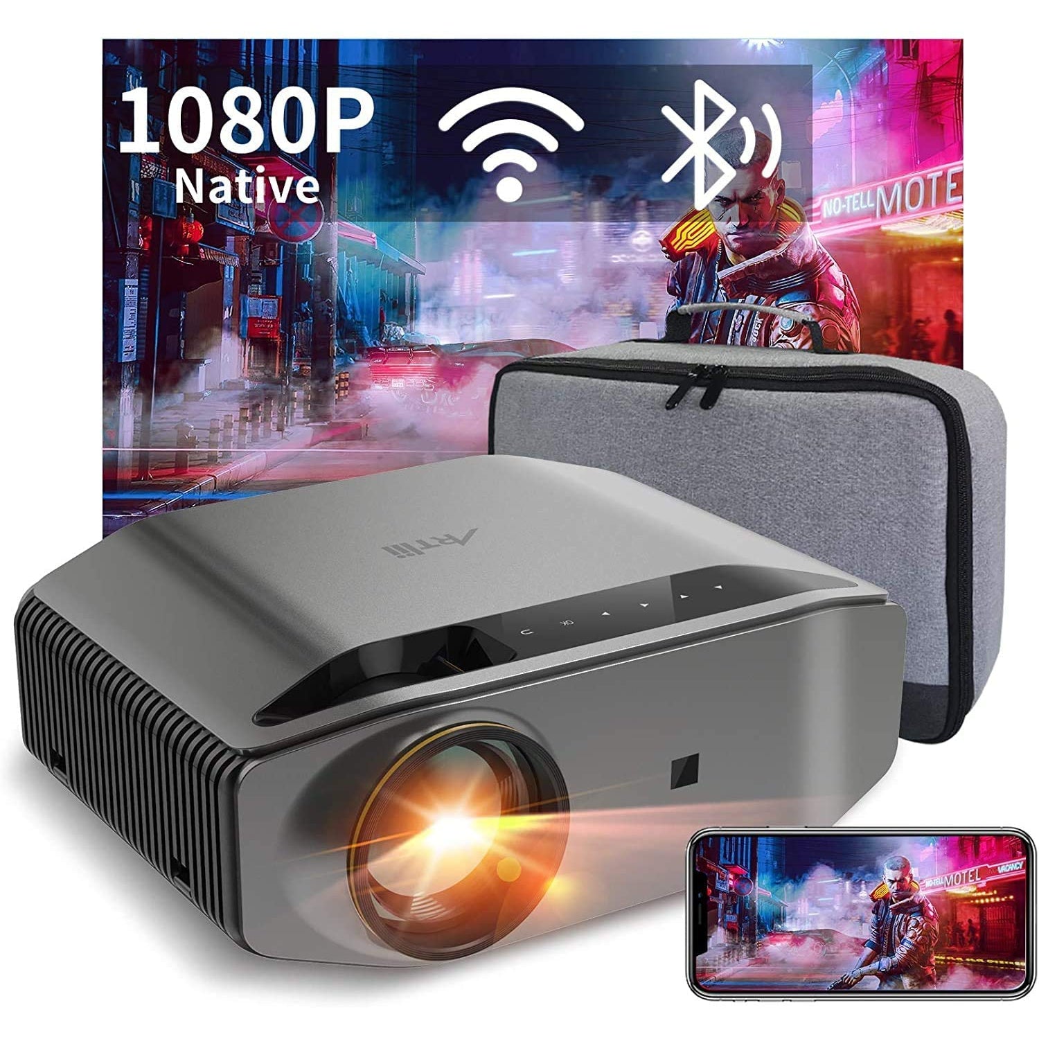 ARTlii Energon 2 Projector YG620 Pro Full HD Native 1080P Projector Compatible w/ TV Stick, iOS, Android, PS5 - Grey
