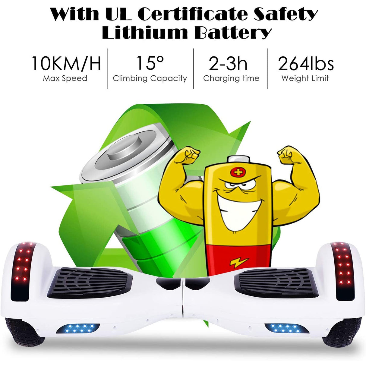 YHR Hoverboard, Self-Balancing Electric Scooter with LED Lights, 6.5" Hover Scooter