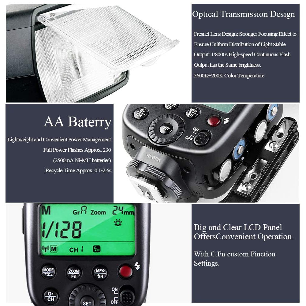 GODOX TT600 Flash Speedlight GN60 2.4G Wireless Camera Speedlite for Canon Nikon Pentax Fujifilm Olympus Camera - Black