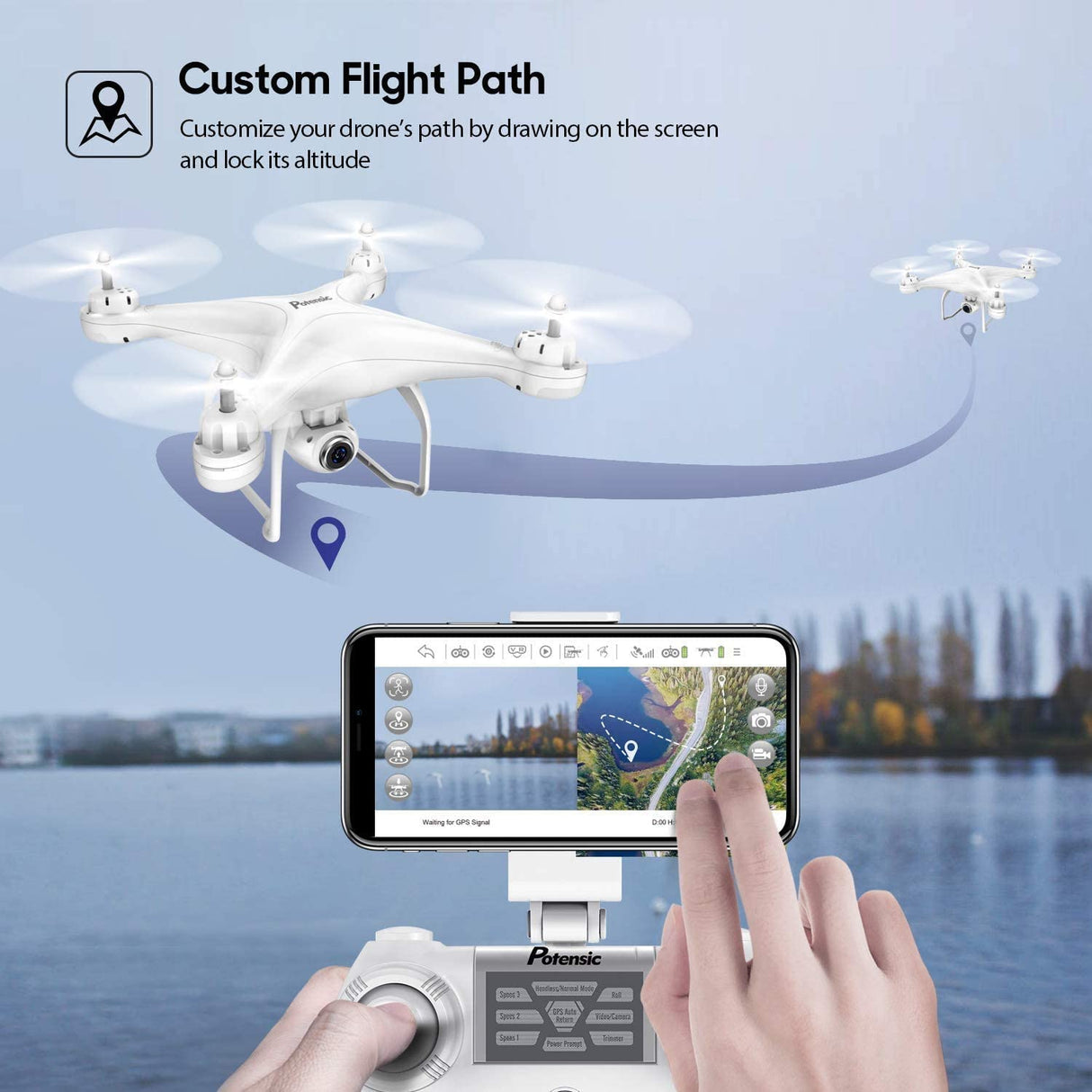 Potensic T25 GPS Drone with HD 2K Camera, FPV RC, Live Video, Dual GPS Return Home, Quadcopter