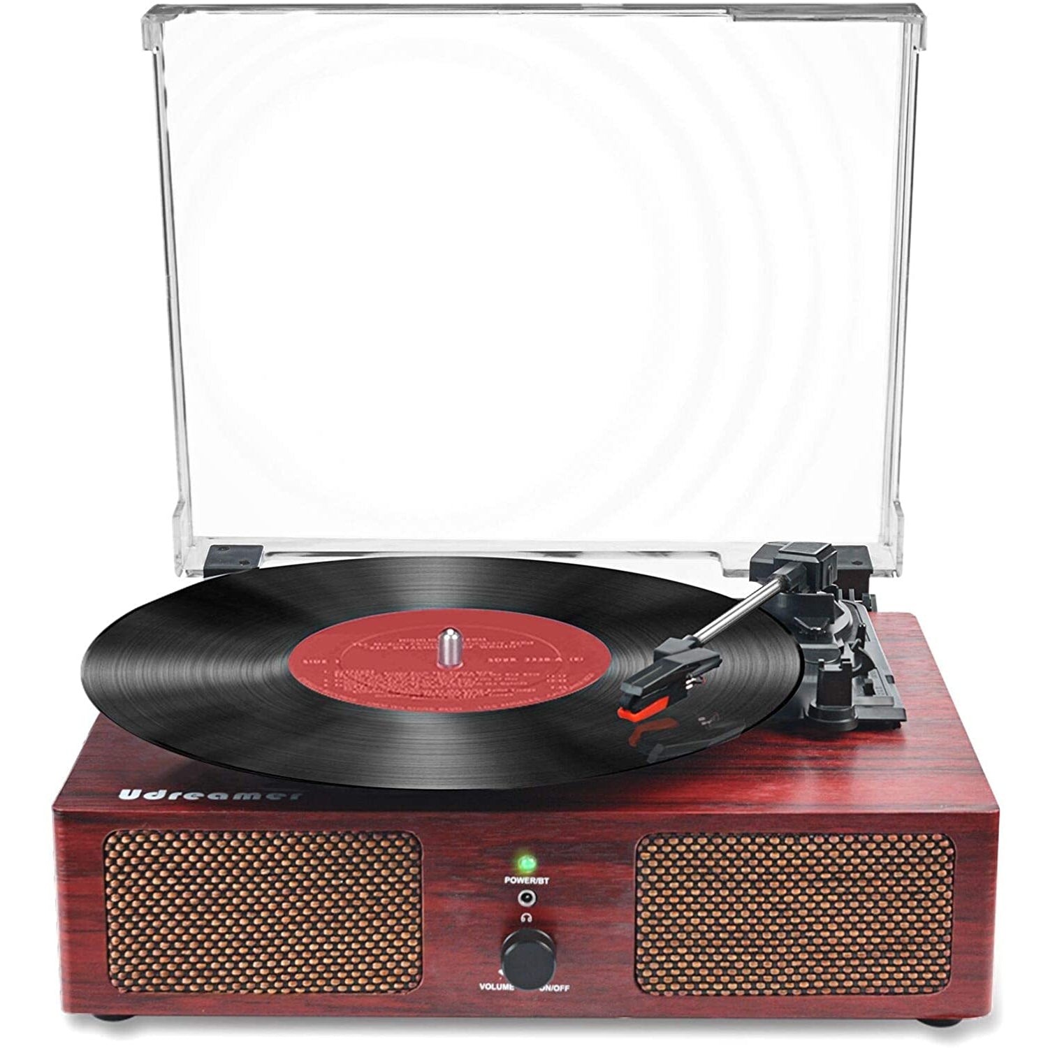 Udreamer Vinyl Record Player Bluetooth Turntable - Brown / Claret