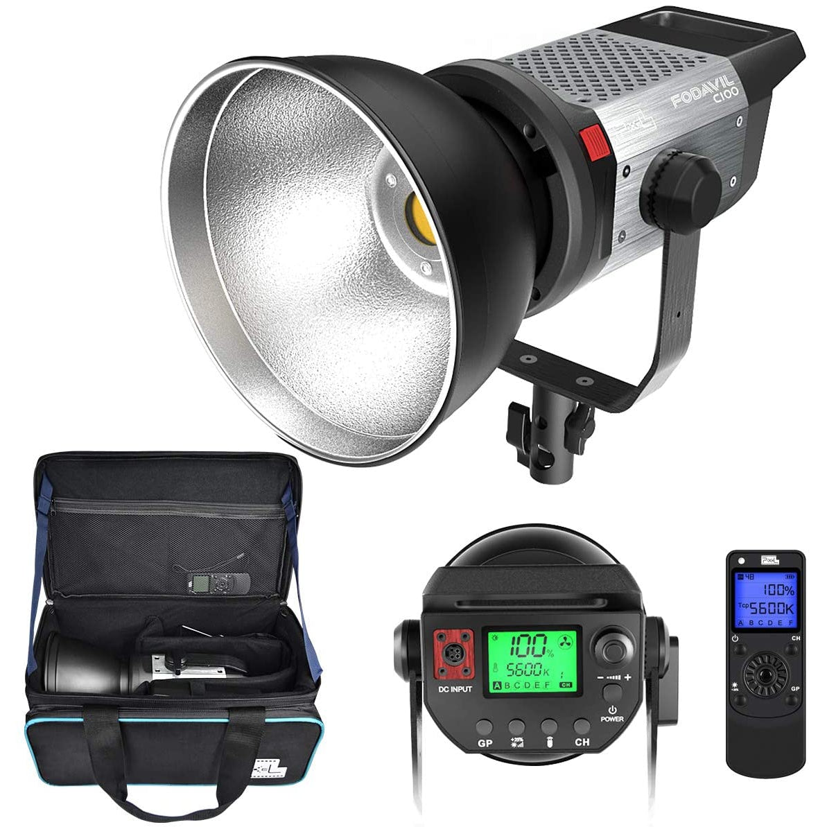 LED Video Light, Pixel 120W 5600K Bowens Mount Continuous Lighting with Remote Control for Studio Photography Video Recording Shooting