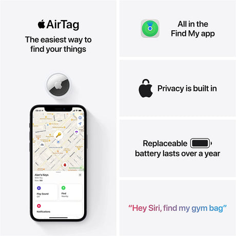 Apple AirTag, Bluetooth Item Finder and Key Finder, Single - White