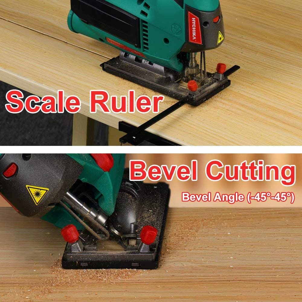 Hychika JS-100C Jigsaw, 800W Max Cutting Depth 110mm for Wood, 6 Variable Speeds