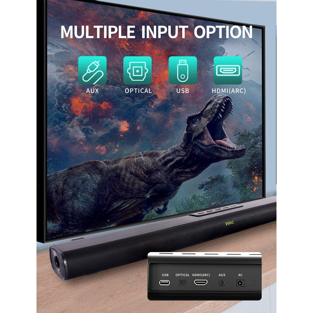 VMAI Soundbar with Built-in Subwoofer, Wired & Wireless Bluetooth 5.0 Speaker for TV