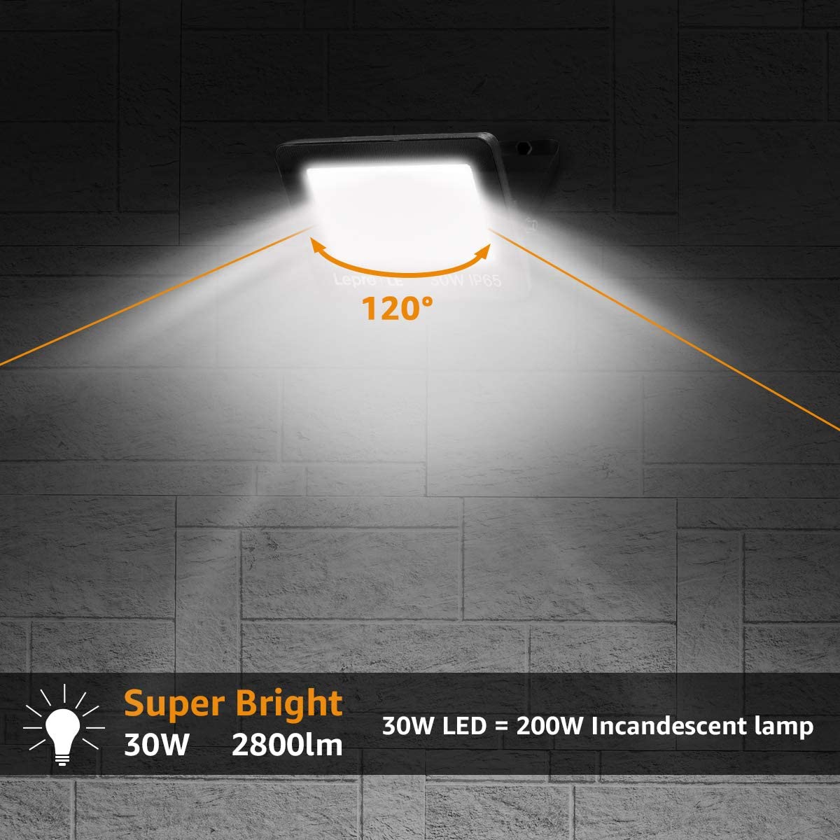 Lepro 30W Led Floodlight Outdoor, 2800 Lumen LED Security Light, 200W Incandescent Lamp Equivalent, Waterproof IP65