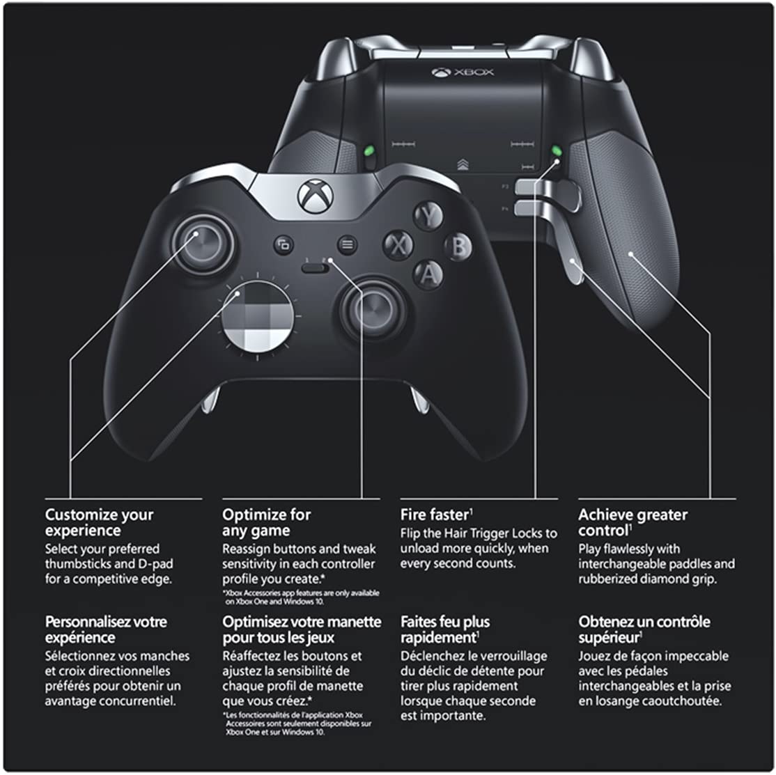 Microsoft Xbox Elite Series 1 Wireless Controller, Black- 12 Month Warranty - Refurbished