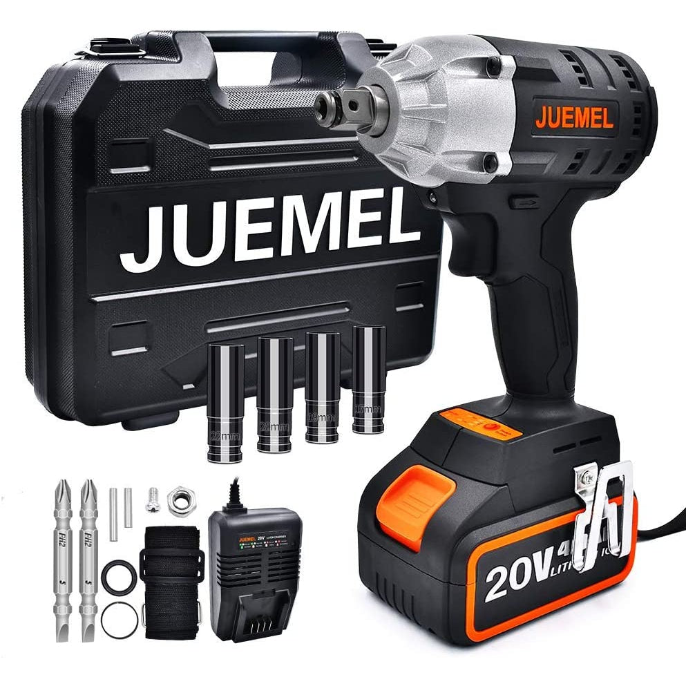 Cordless Impact Wrench Juemel 20V Impact Driver 4.0Ah Lithium Battery