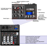Depusheng HT4 Bluetooth Compatible Professional Portable Digital 4 Channel Mixer Audio Interface, Black