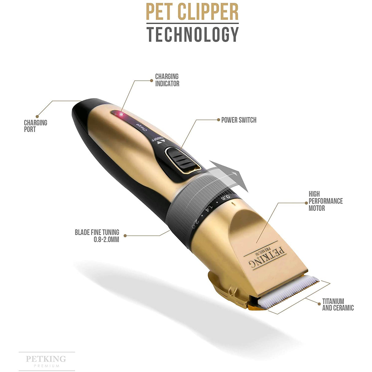 PetKing Premium - Dog Grooming Clippers for Pets - Cat Hair Trimmer Kit - Best Cordless Dog Clippers Low Noise