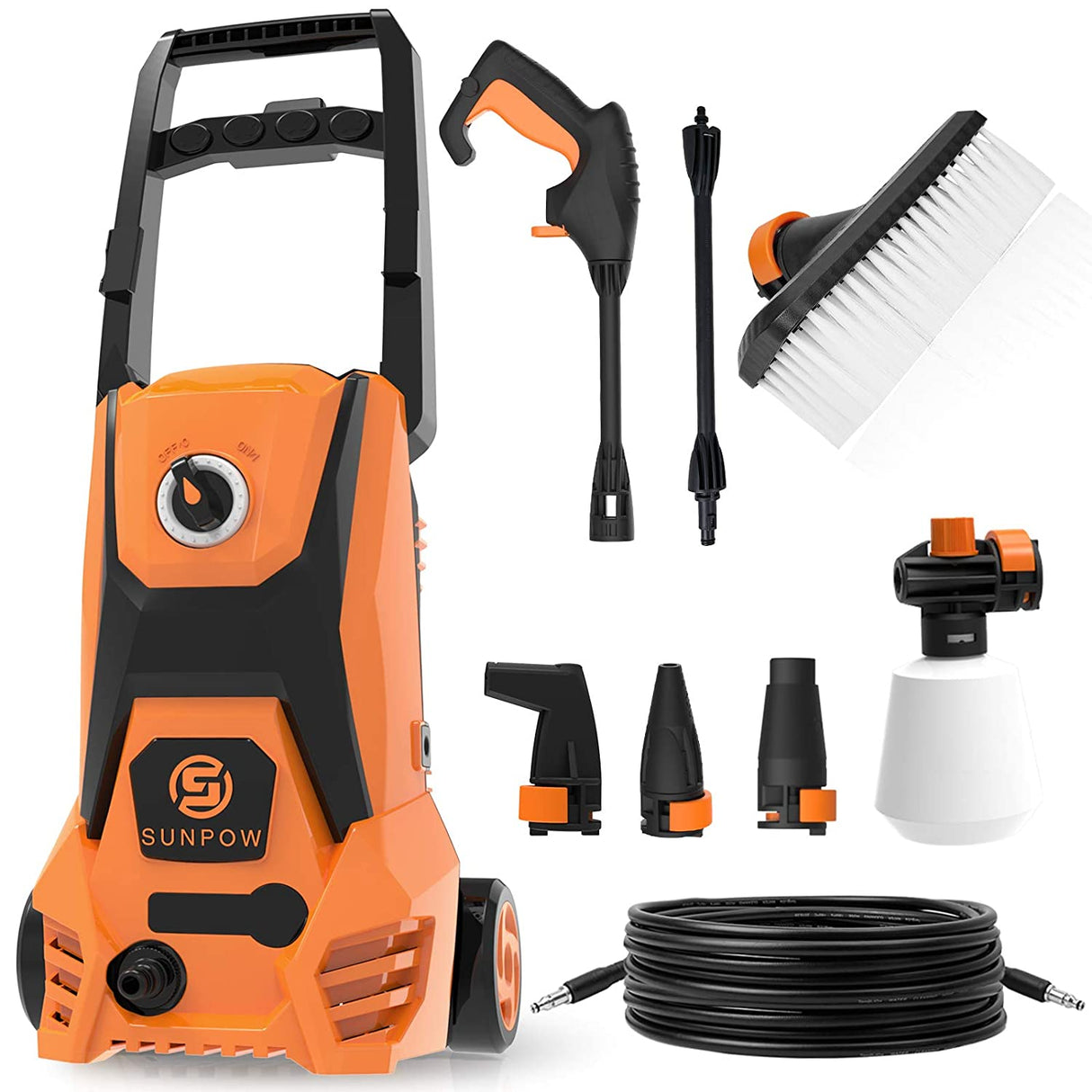 SUNPOW Pressure Washer, High Portable Water Power Washer 1800 Watt ,169 Bar(Max) , Flow 342 L / H Jet Wash with 4 Nozzles
