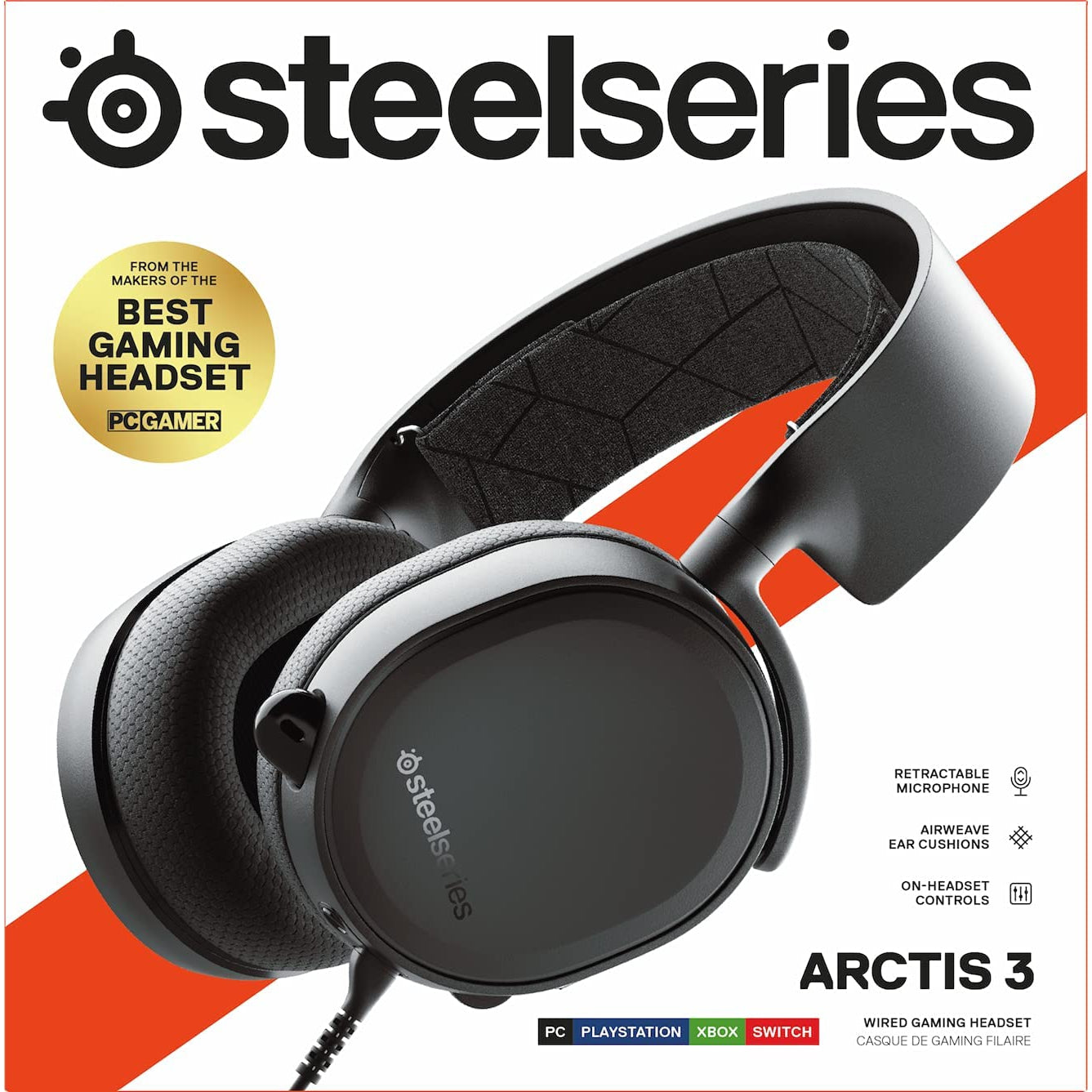 SteelSeries Arctis 3 Gaming Headset for Xbox One, PS4, Switch Headset in Black
