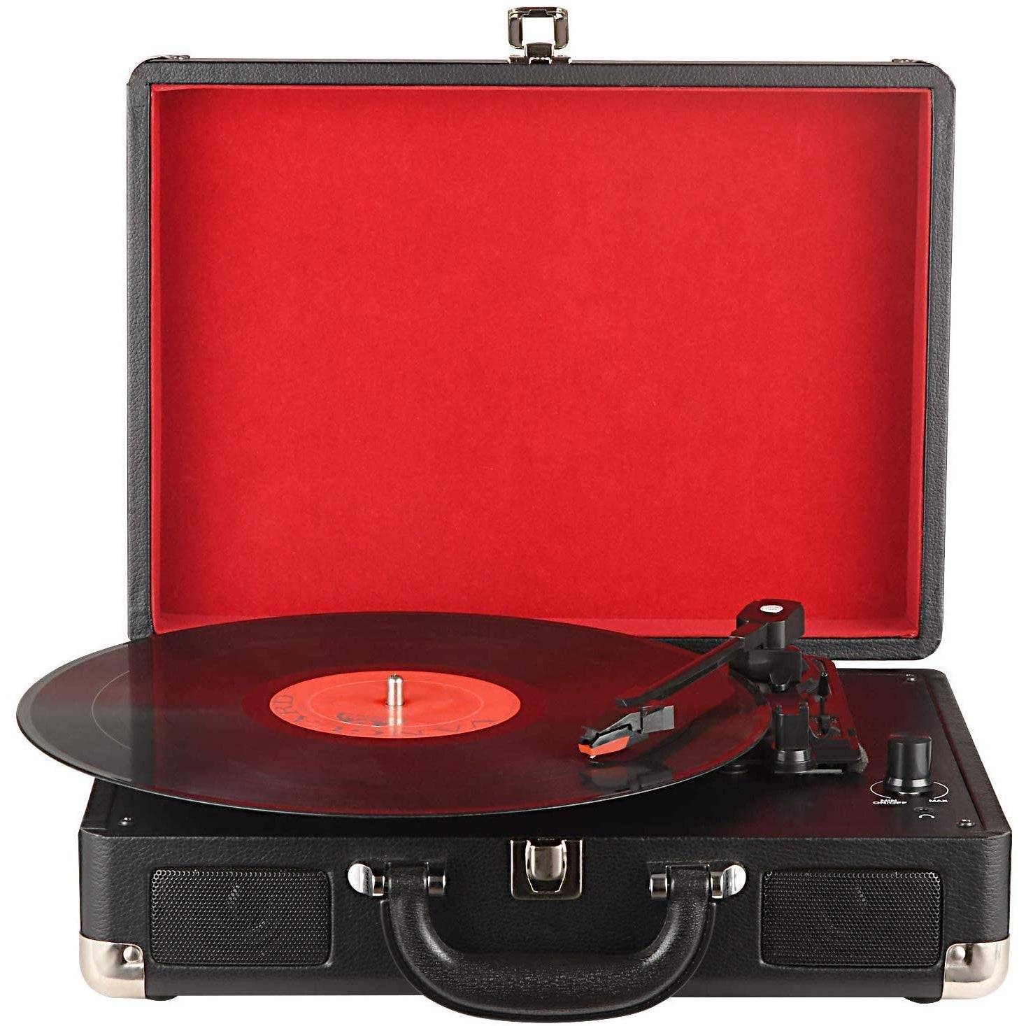 Digitnow Three Speeds Turntable Retro Record Player with Built-in Stereo Speakers, Supports USB, Headphone Jack ,Suitcase Design