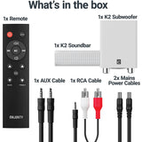 MAJORITY K2 Soundbar with Subwoofer | 150 WATT with 2.1 Surround Sound | HDMI ARC with multi-connection - White