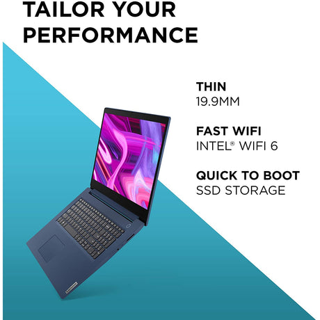 Lenovo IdeaPad 3i 81WC008BUK 17.3 inch HD Plus Laptop Intel Pentium Gold 6405U 4GB RAM 1TB Hard Drive Blue