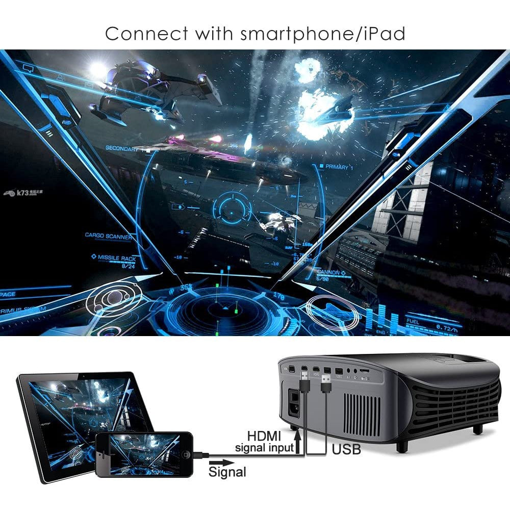 GooDee 6800L HD Video Projector, Black