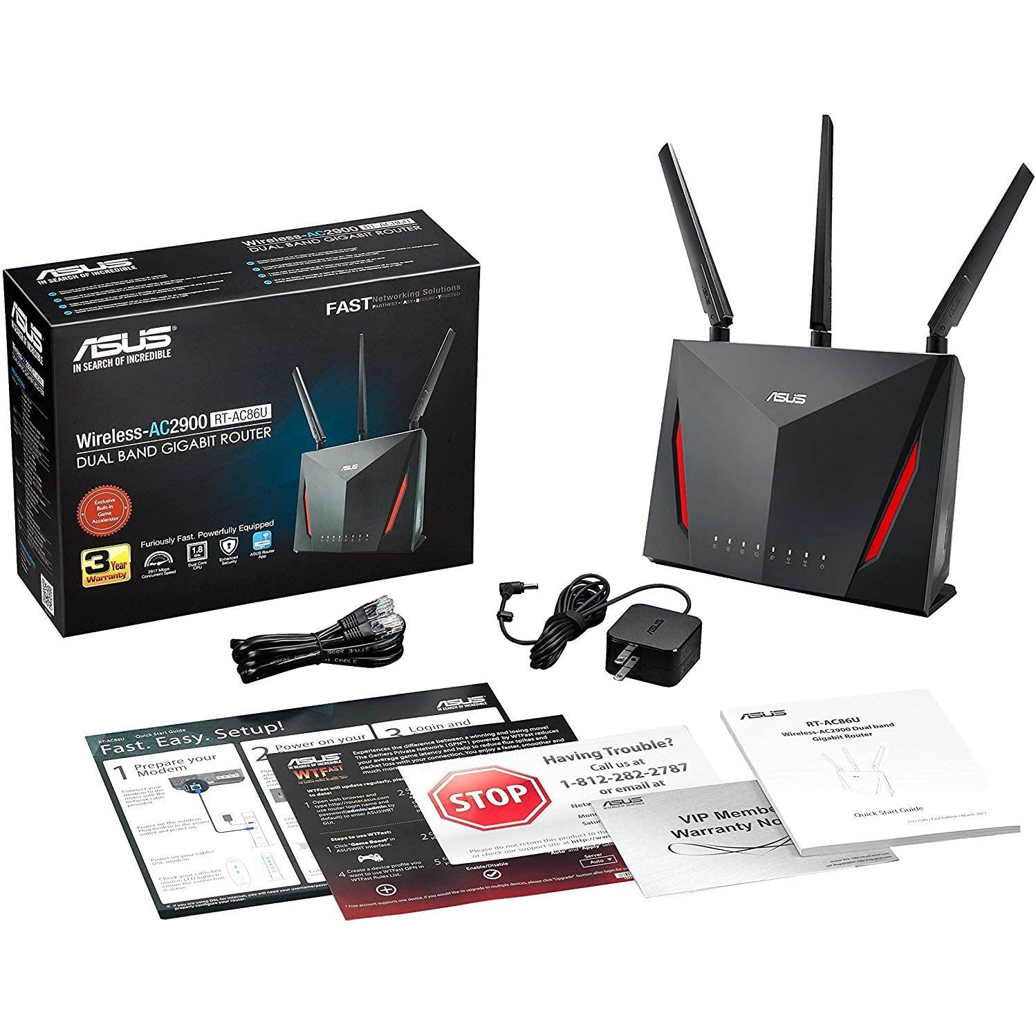ASUS RT-AC86U Wi-Fi AC2900 Mesh Wi-Fi system Dual Band Gaming Router, Black