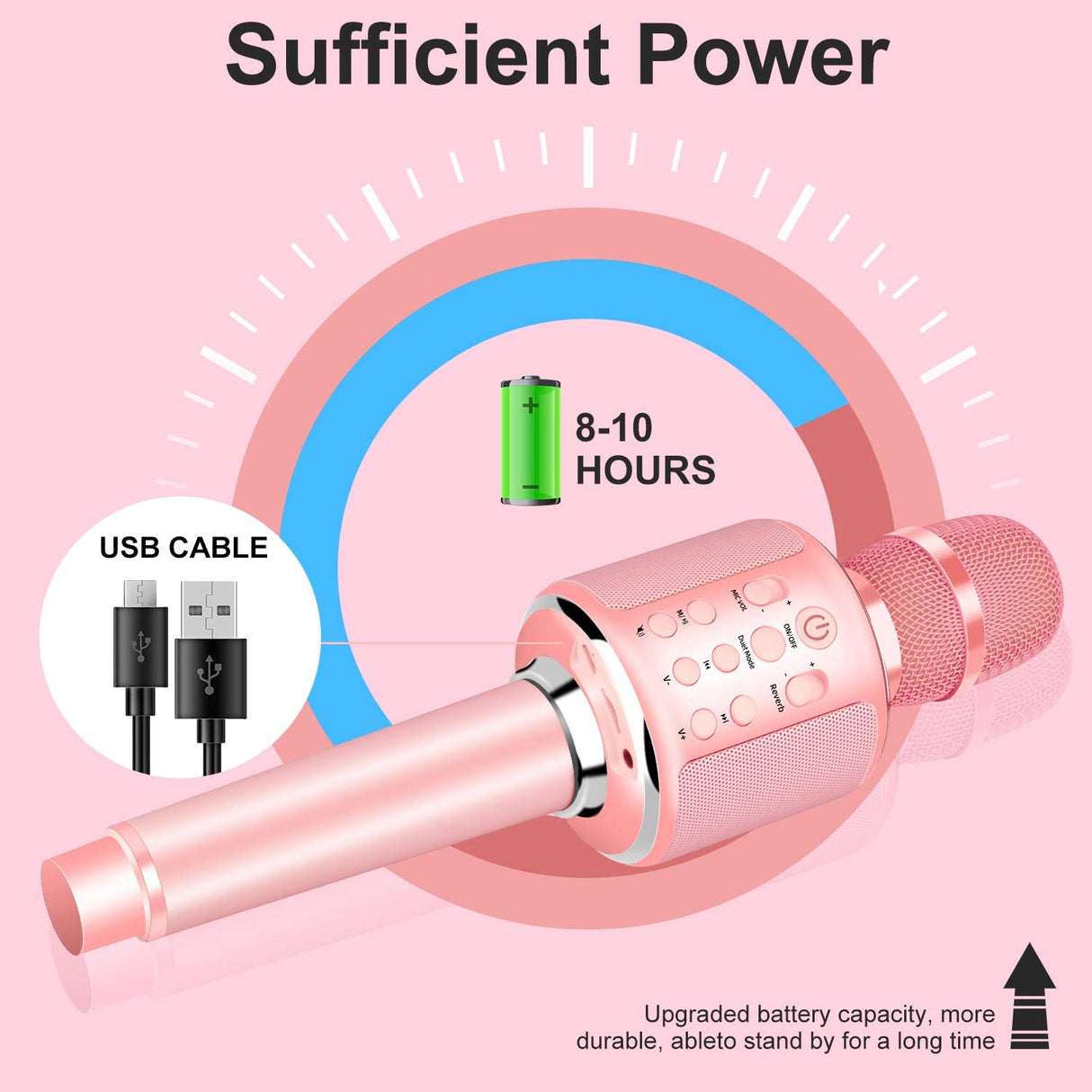 Aokeo Karaoke Microphone K-1 Wireless Karaoke Machine, Pink