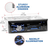 Boss Audio Systems 508UAB Multimedia Car Stereo - Single Din, Bluetooth Audio Hands-Free Calling, Built-in Microphone, CD MP3 USB AUX Input
