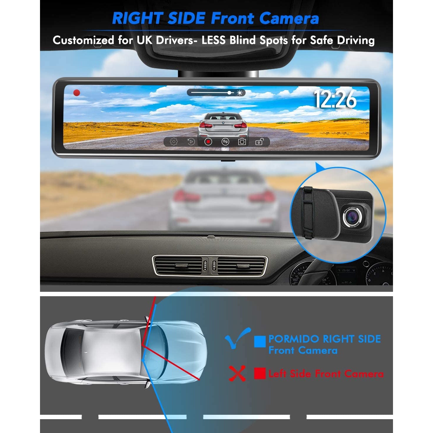 pormido mirror dash camera