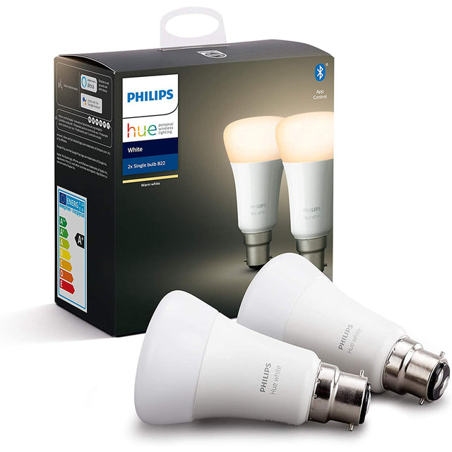 Philips Hue White Smart Bulb Twin Pack LED [B22 Bayonet Cap]
