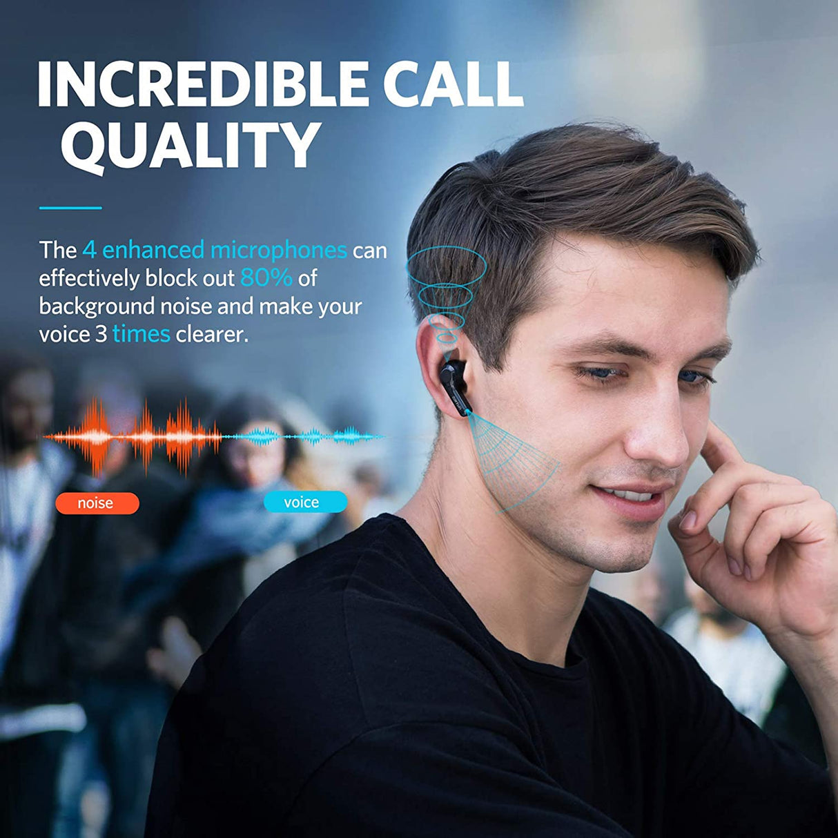 EarFun Air Noise Cancelling, Wireless Charging, Bluetooth 5.0 Earbuds, USB-C Quick Charge, Deep Bass, 35H Playtime, IPX7 Waterproof