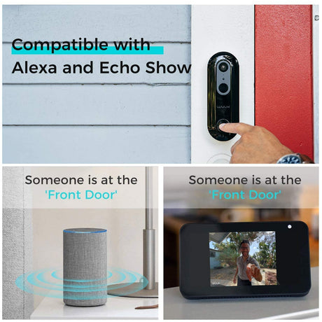 Wuuk Smart Doorbell Battery-Powered Video Security Wireless Doorbell Camera 2.4GHz WiFi, Motion Detector, 2-Way Audio, Night Vision