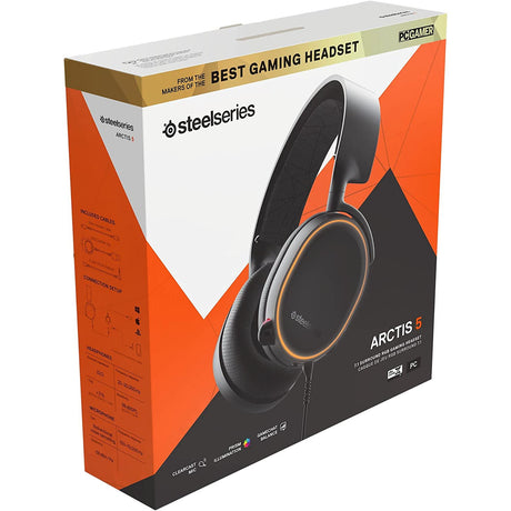 SteelSeries Arctis 5 Gaming Headset, RGB Illumination, PC and PlayStation, Black