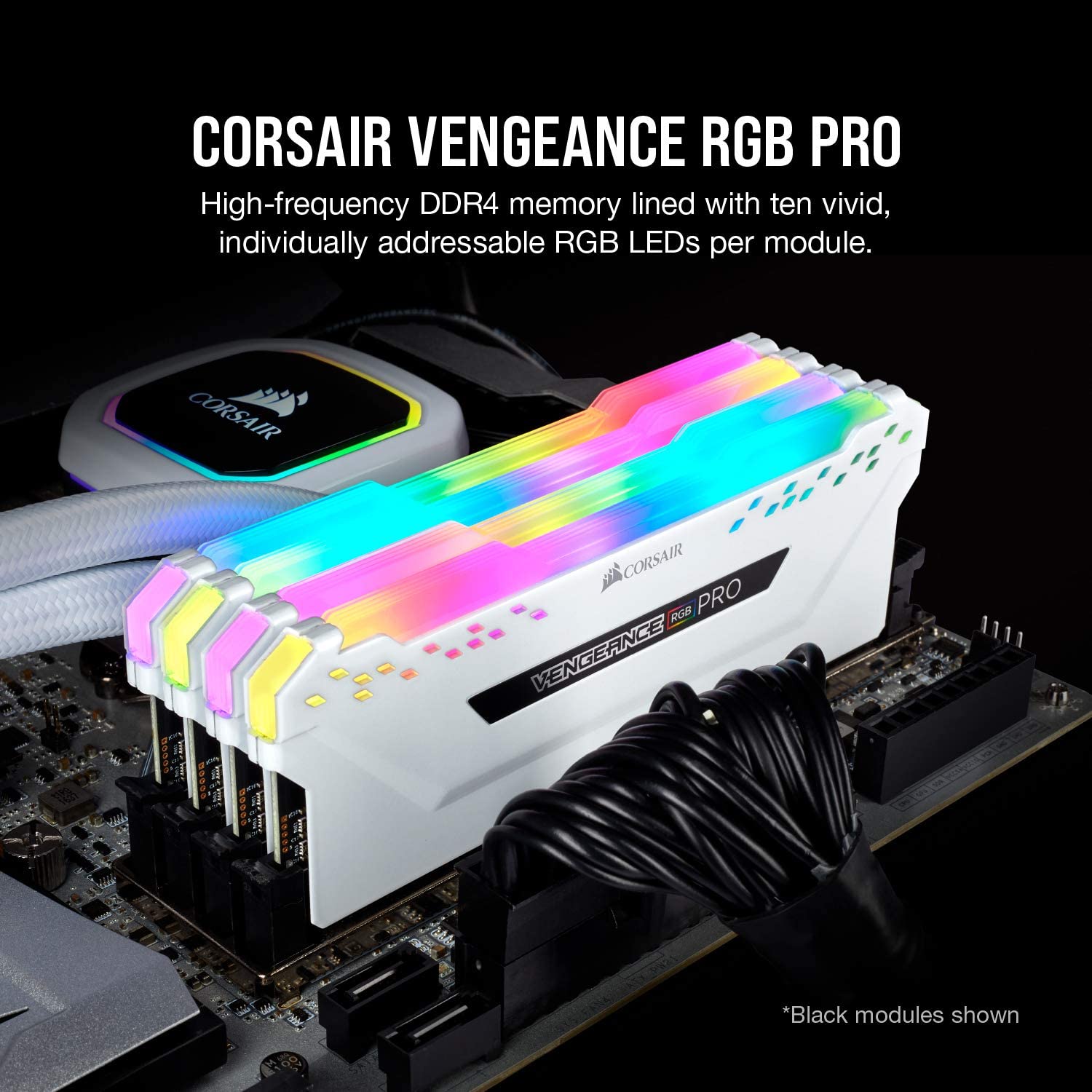 Corsair Vengeance RGB PRO 16 GB (2 x 8 GB) DDR4 3200 MHz C16 XMP 2.0 Enthusiast RGB LED Illuminated Memory Kit - White