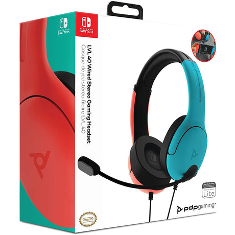 PDP LVL40 Wired Stereo Headset for Nintendo Switch - Blue/Red - New