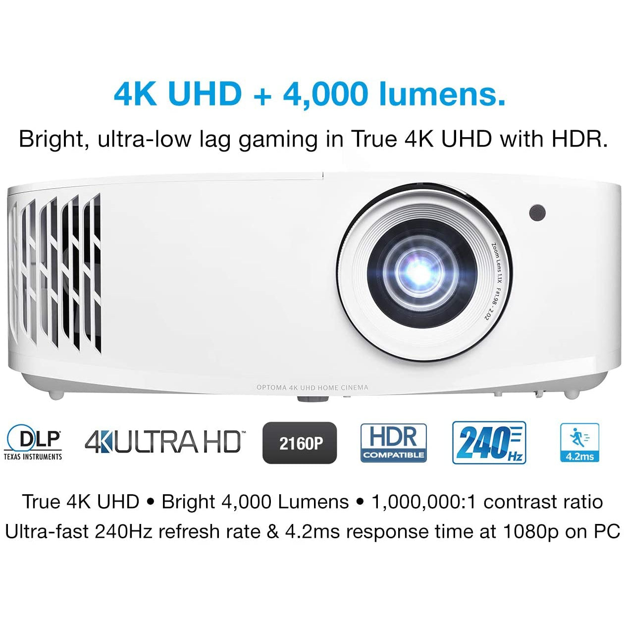 Optoma UHD38 4K Home Cinema Projector - White