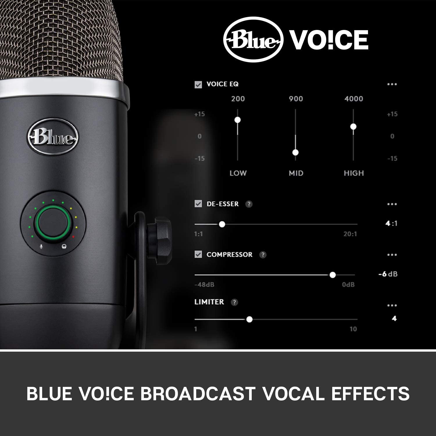 Blue Microphones Yeti X Professional Condenser USB Microphone with High-Res Metering, LED Lighting - Black